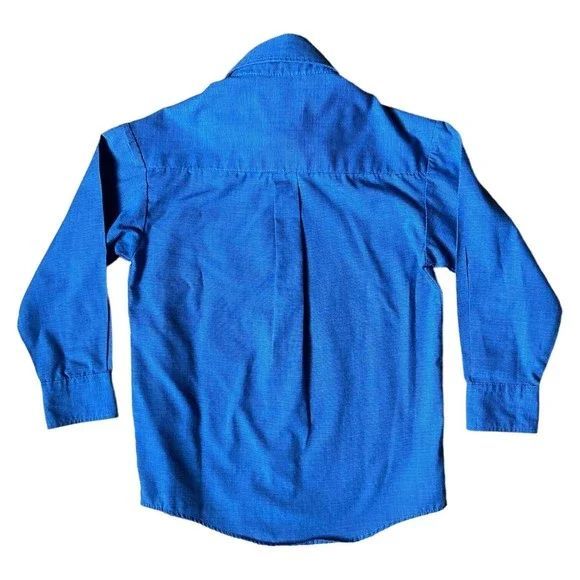 Boys George Blue Shirt Size 4-5 Button Up collared Shirt, Long Sleeve XS S - Picture 2 of 3